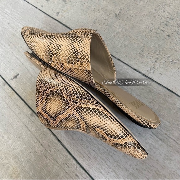 Paige NWOT leather snakeskin pointed toe mules *shop@iamwarrior - Picture 6 of 11